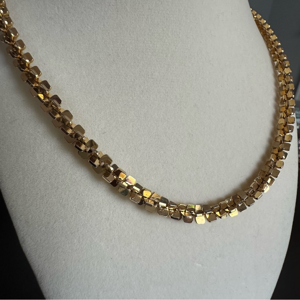 Vintage Gold Tone Square Link Long Chain Necklace 36” Opera Length Statement - Picture 3 of 12